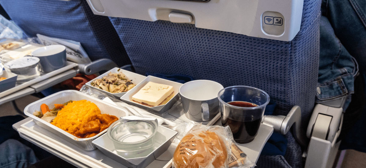 Image of an airline meal served on board