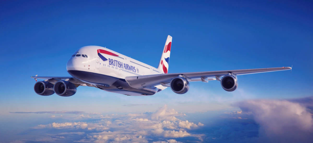 A British Airways A380 in flight